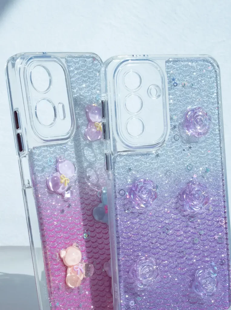 Funda Pins Case para celular transparente con diseño en relieve y tapas de colores